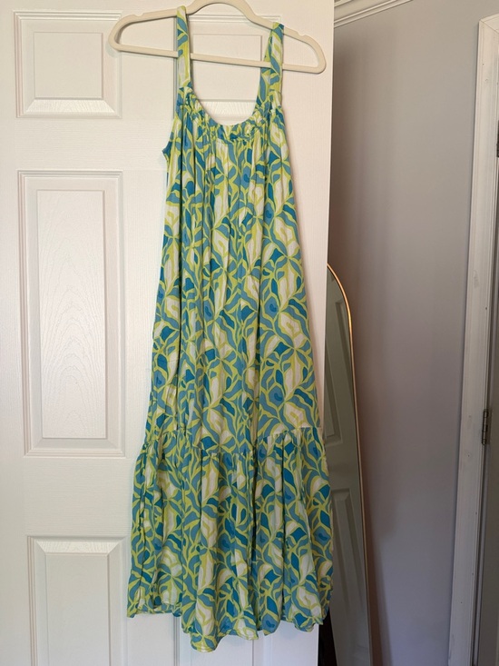 Dresses & Skirts - Lightweight Green & Blue Patterned Maxi Dress